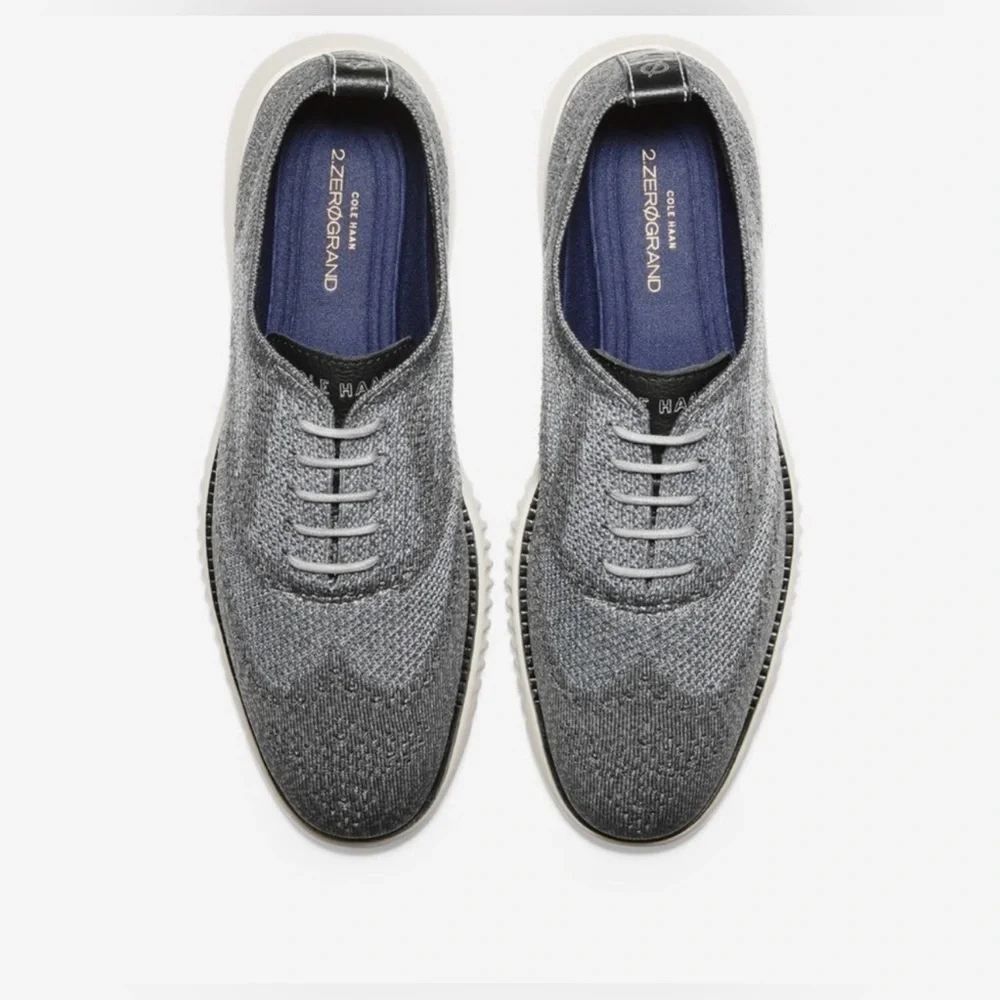 COLE HAAN] 2 ZEROGRAND Gray Knit Oxfords